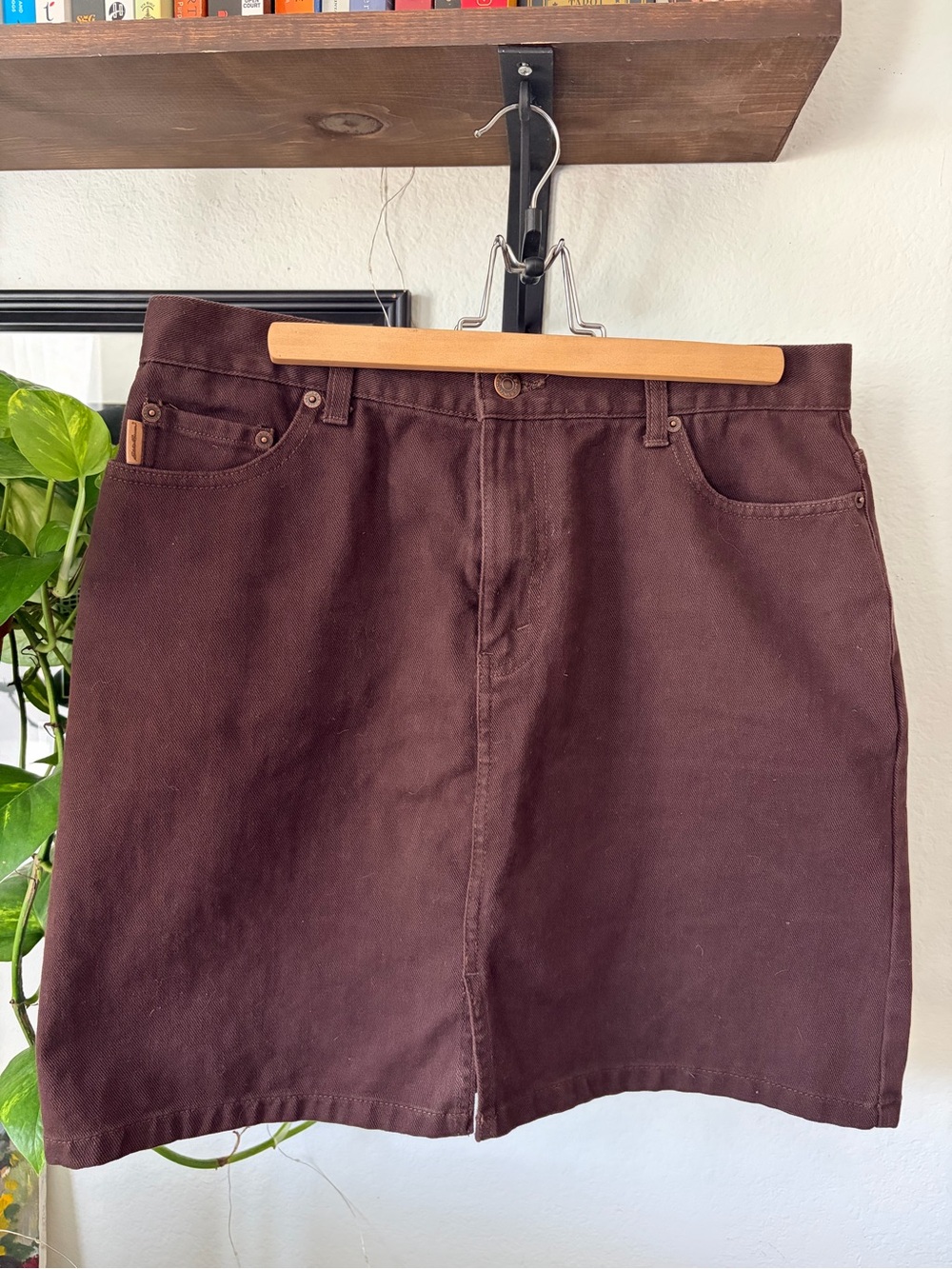 Eddie Bauer Classic Chocolate Brown Denim Skirt - Size 12 - NWOT